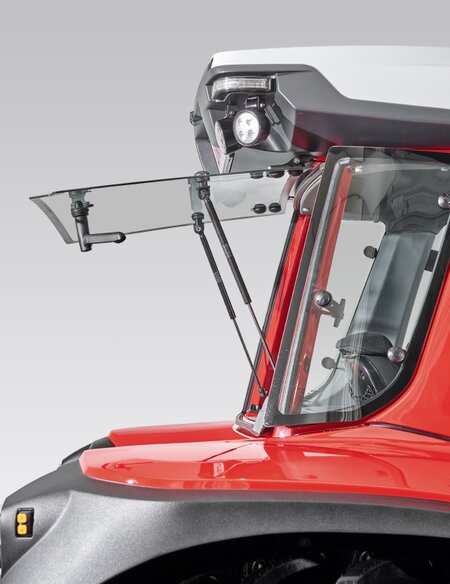 Rear window with double hinge